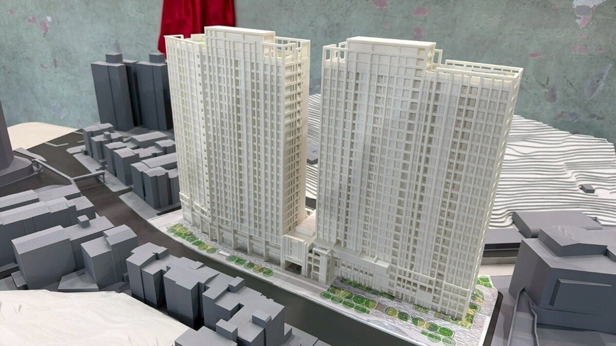基隆市安樂一期國宅6號基地都更案將變身24樓新地標。圖為模型。圖／基隆市都市發展處提供