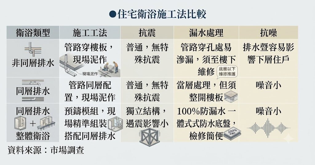 全台營建業缺工問題惡化,國家住都中心與台中品牌建商近年陸續導入預鑄、整體衛浴及整體廚房等標準化工法因應缺工挑戰。圖/市調與AI生成