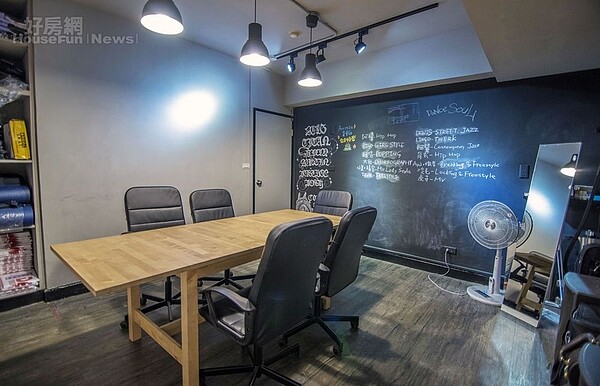 9.會議室可見到一大面黑板牆,開會時大家就直接以粉筆書寫,彷彿回到學生時代。