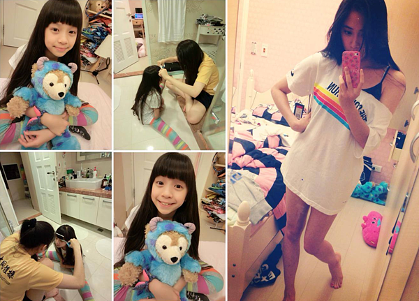 歐陽妮妮與歐陽娣娣的房間中，有相互連通的廁所，兩人經常一起梳妝打扮。（翻攝自歐陽妮妮臉書）