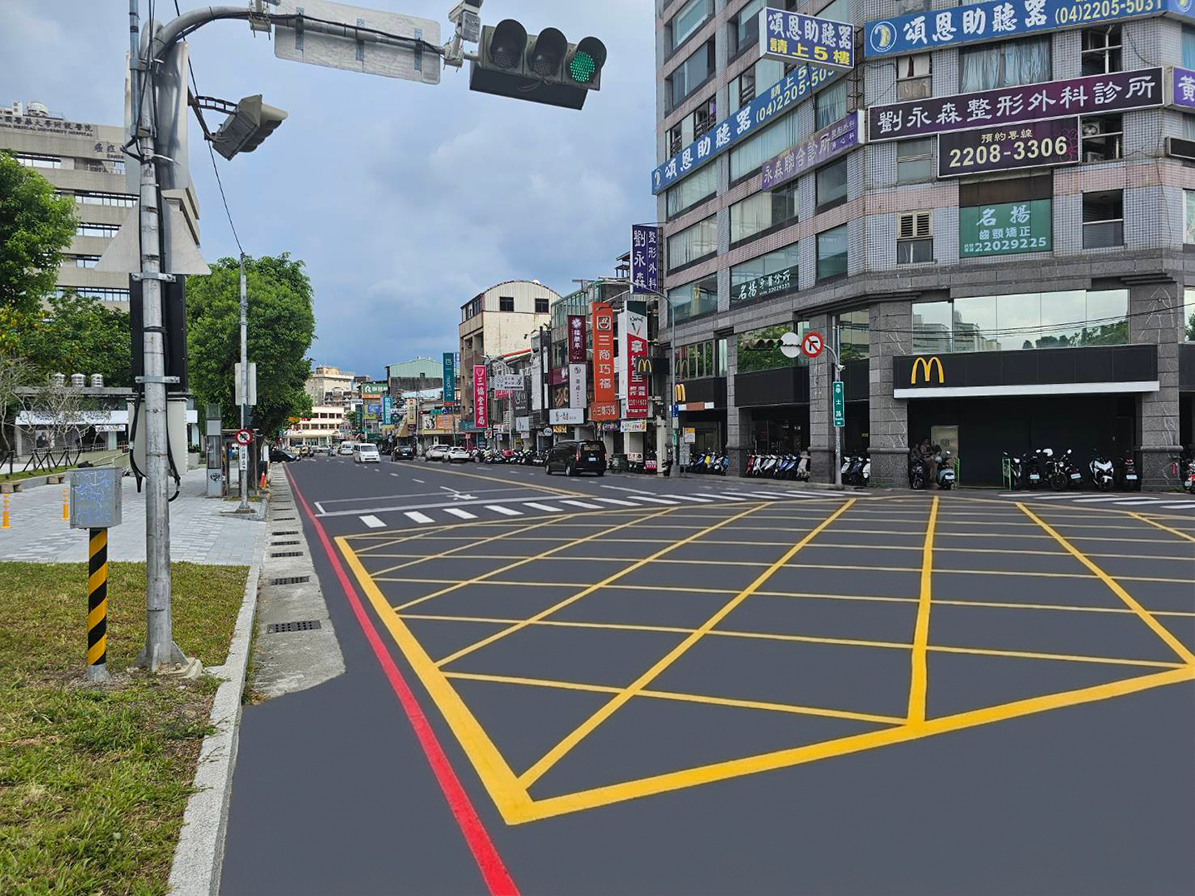 學士路改善長度約300公尺,路寬21公尺,改善面積約6300平方公尺。圖/台中市政府建設局提供