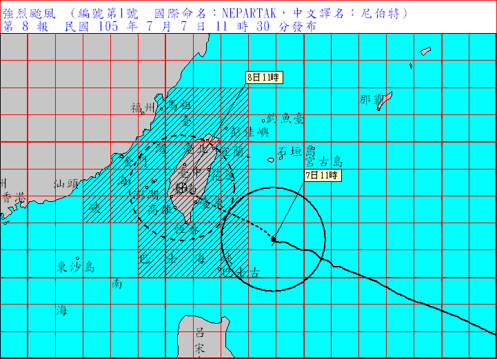 強颱尼伯特直撲台灣而來（圖/翻攝自中央氣象局） 