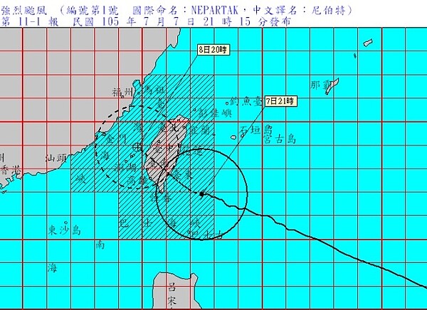 強颱尼伯特直撲台灣(圖/翻攝自中央氣象局)