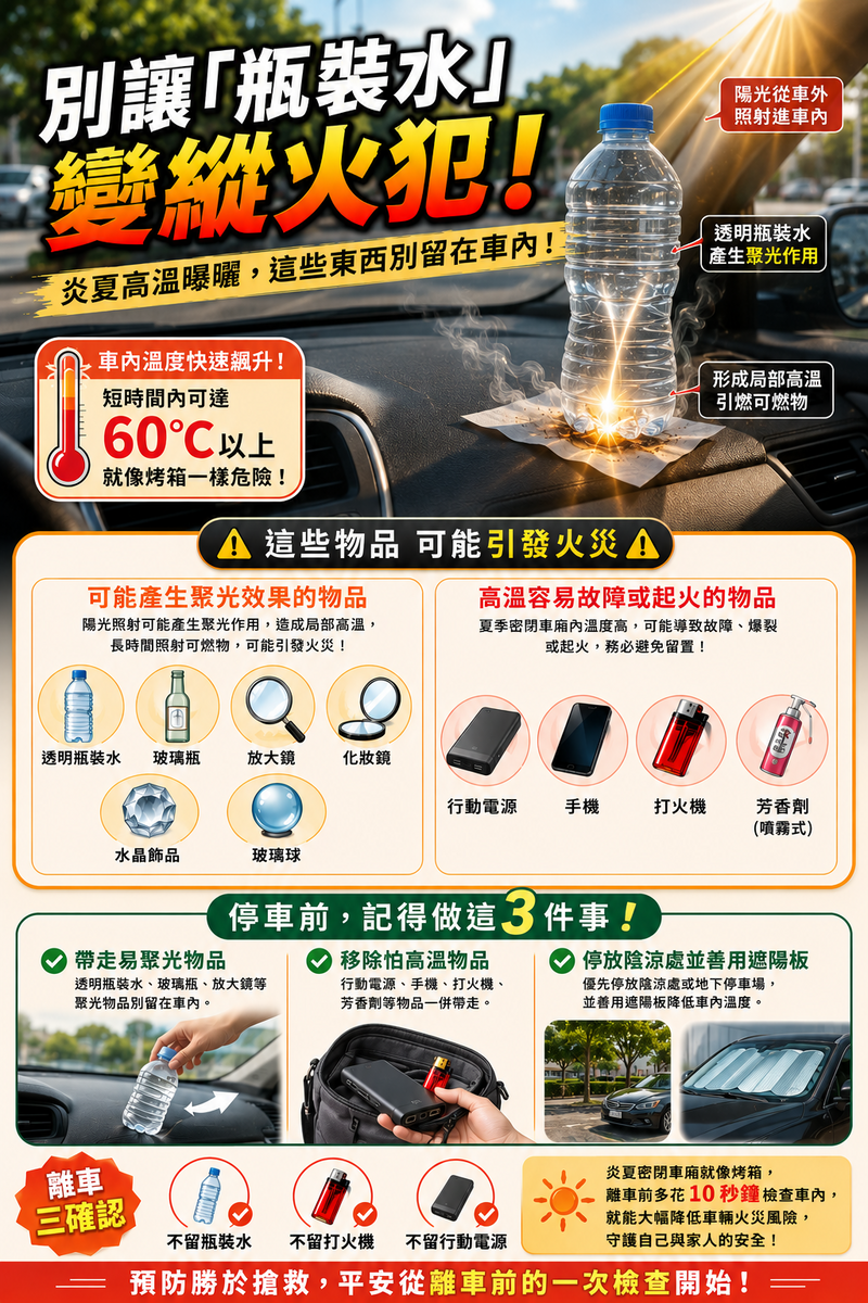 夏季汽車防火宣導。圖／彰化縣消防局提供
