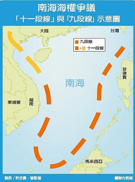 海牙常設仲裁法院台北時間12日下午5時裁決，大陸在南海主張的九段線沒有法律基礎。