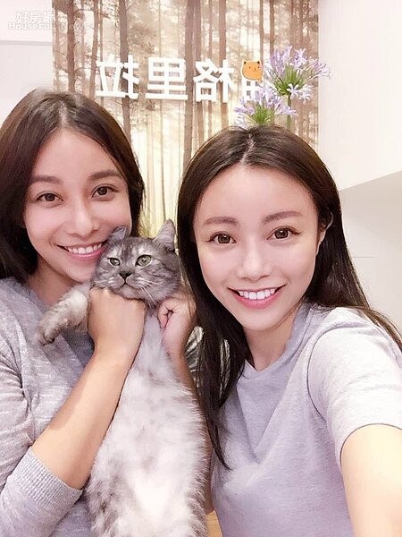 1.張東晴（左）外型亮眼冷豔，沒想到私底下是愛貓一族，照顧起貓咪有模有樣。

