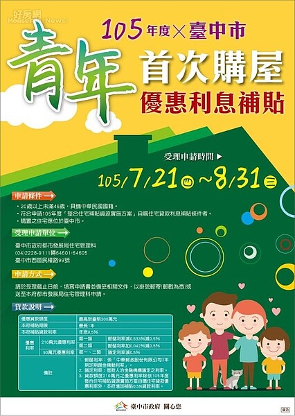 台中市府推出首購貸款利息補貼方案。(台中市都發局提供)