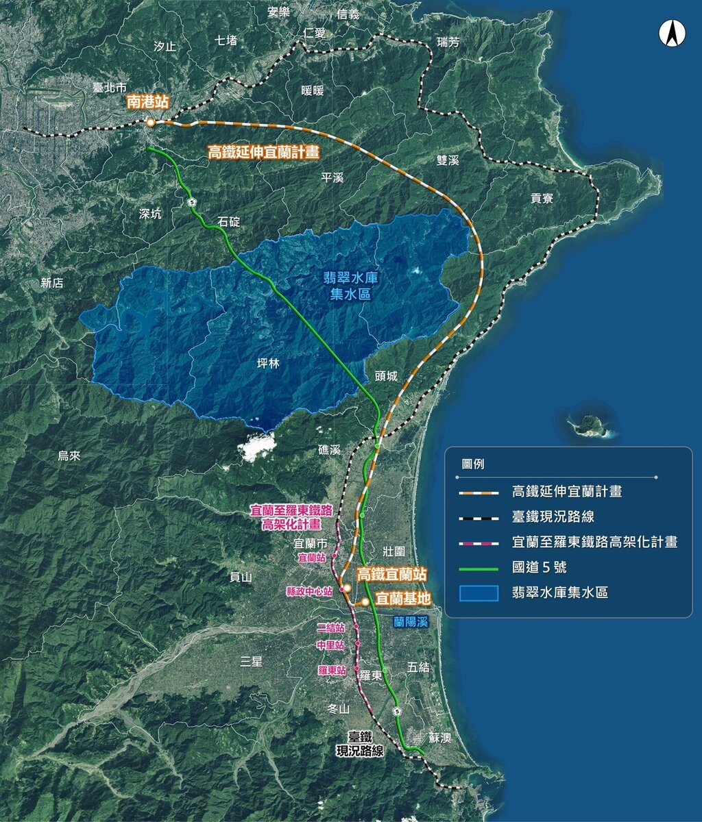高鐵延伸宜蘭計畫路線示意圖。圖/交通部鐵道局提供