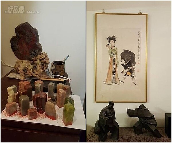 6.	張尚為收藏的印章。
7.	收藏古畫與雕刻作品。
