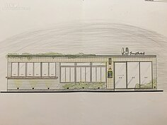 透過手繪草稿可以發現，採光將會是F&F餐廳主要的訴求，大面積多片的玻璃窗可將戶外的光線引入。