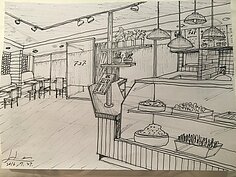 台北近年來輕食風盛行，大魚大肉與健康概念相違背，因此標榜輕鬆無負擔的美食餐廳如雨後春筍般出現。受朋友委託，KenliDesign大膽的將約三十年的老公寓一樓改造成為無壓力的F&F餐廳。為了讓現場更具有手做溫暖感，以手繪的方式繪出未來的樣貌。