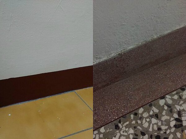 雙色牆的用意除了保護牆面外，也為了達到美化裝飾的效果。（翻攝自爆料公社）