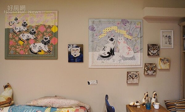 6.空間裡幾乎到處都有「躲貓貓」,就連牆上掛畫也全部以貓咪為主題。