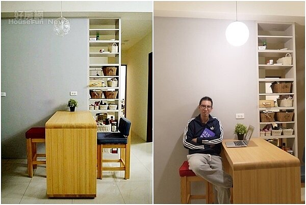 4. 原木的早餐檯含有巧思意義。
8. 來到新家後,也激發祁立峰不少創作靈感。