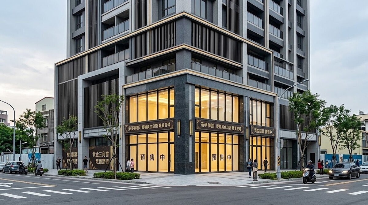 宜蘭市很多華厦、大樓預售時,會將三角窗預租給便利商店,以吸引買方購屋,也增加建案價值感。圖/AI生成