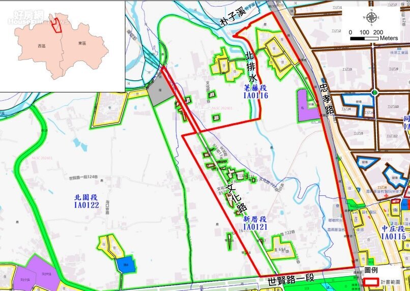 嘉北車站周邊地區區段徵收計畫位於嘉義市都市計畫區,嘉北車站西北側,總面積約為121.16公頃。圖/嘉義市政府提供