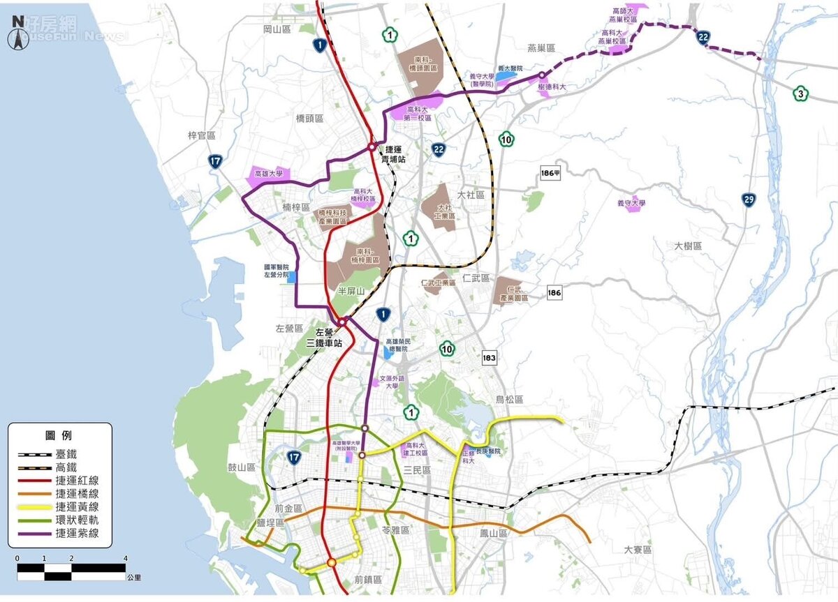 高雄捷運紫線建議路線規劃。圖／高雄市捷運局提供