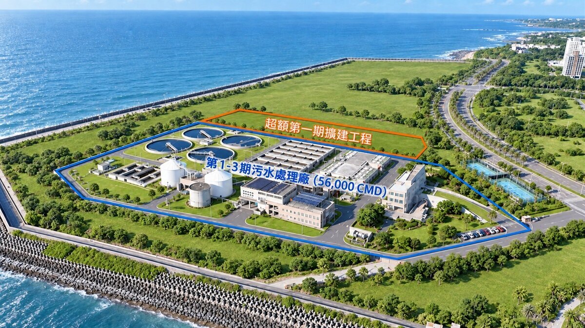 淡水水資源回收中心超額第一期擴建範圍示意圖。圖/新北市政府提供
