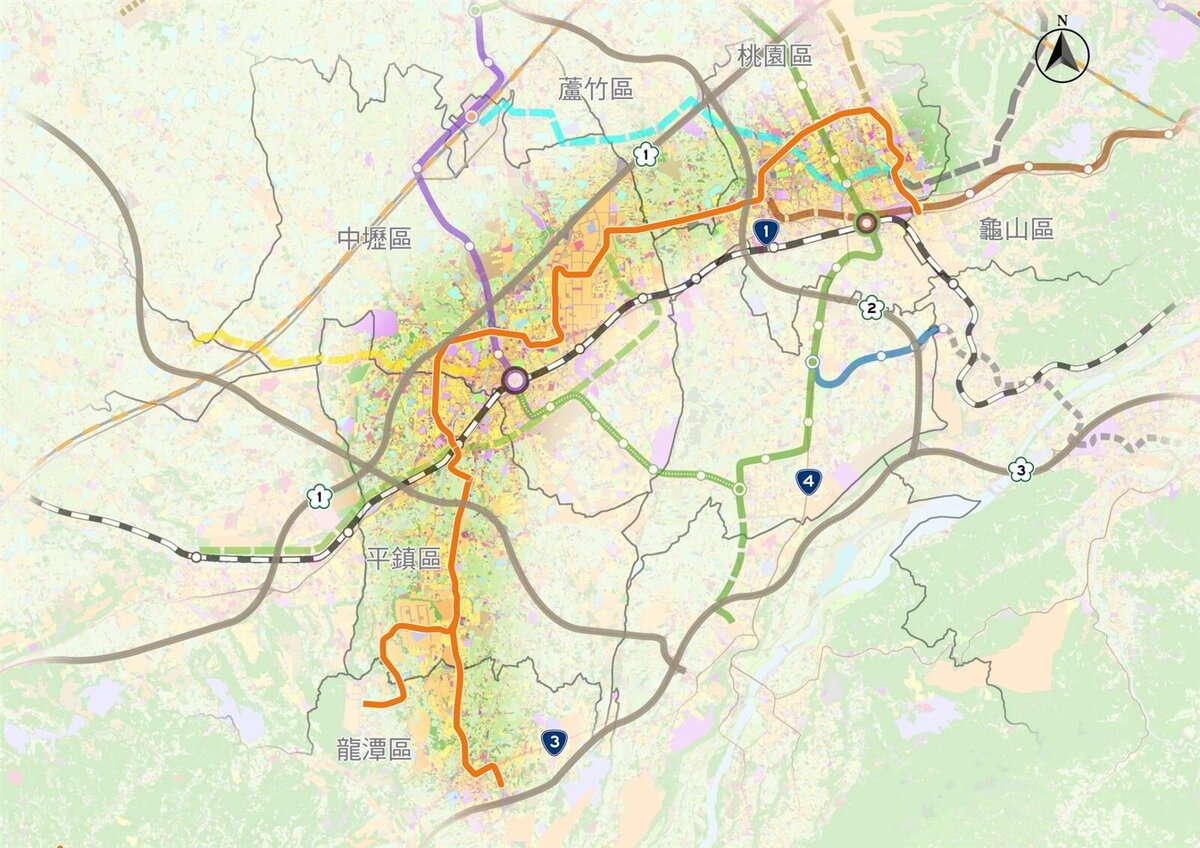 捷運橘線將串聯桃園、龜山、蘆竹、中壢、平鎮及龍潭六個行政區。圖/桃園市政府提供