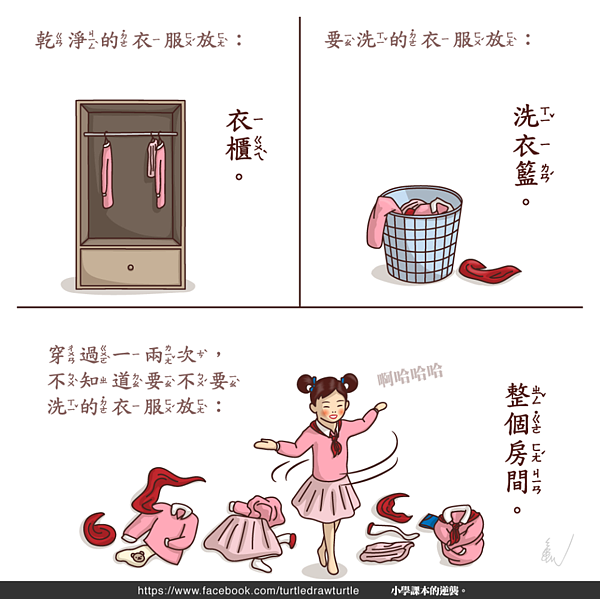 衣物收納好困擾,專家教你3招告別「亂室佳人」。(翻攝自小學課本的逆襲臉書)