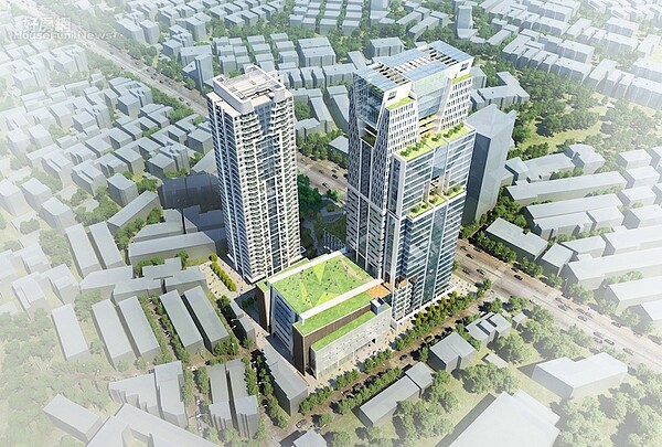 新北市新店行政園區完工模擬圖。(新北市城鄉局提供)