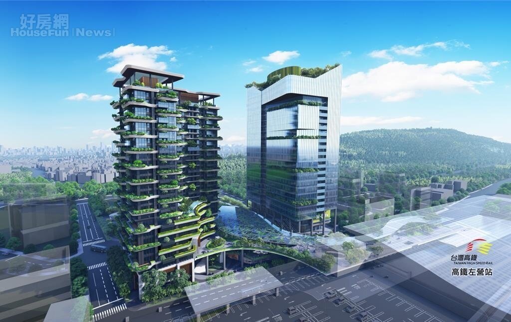 左營高鐵科技之心公辦都更開發完成模擬示意圖。圖／高雄財政局提供