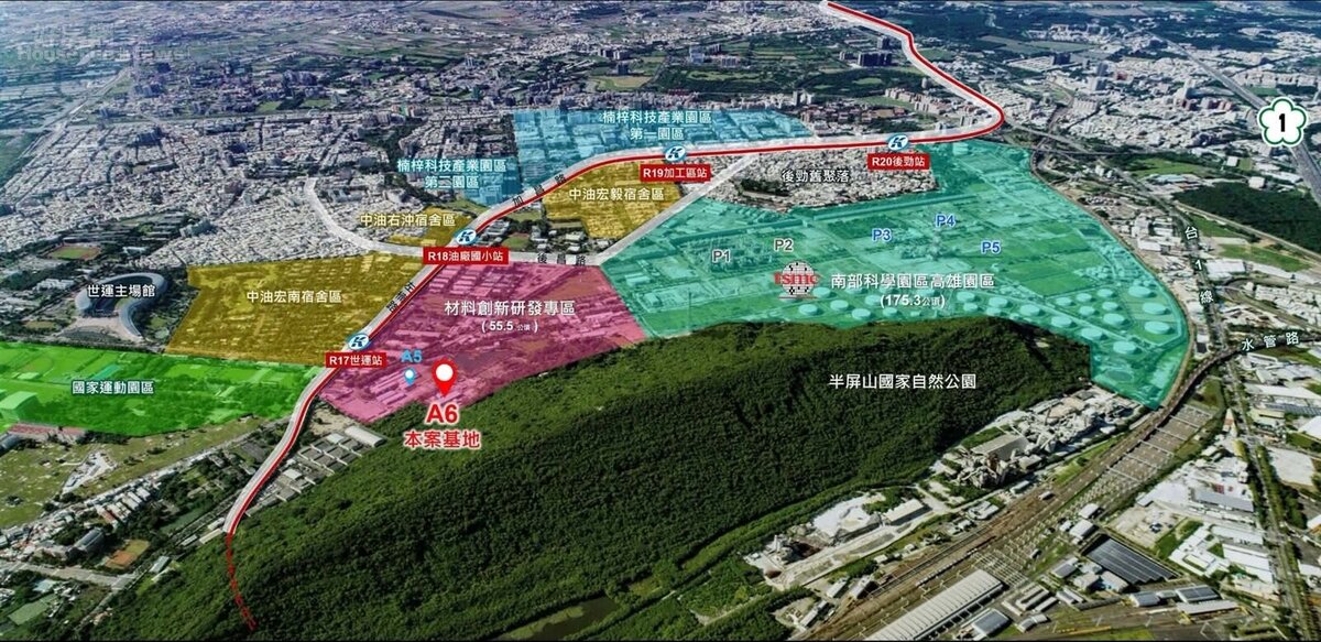 R17世運站東側A6街廓公辦都市更新鄰近區位。圖/高雄市都發局提供