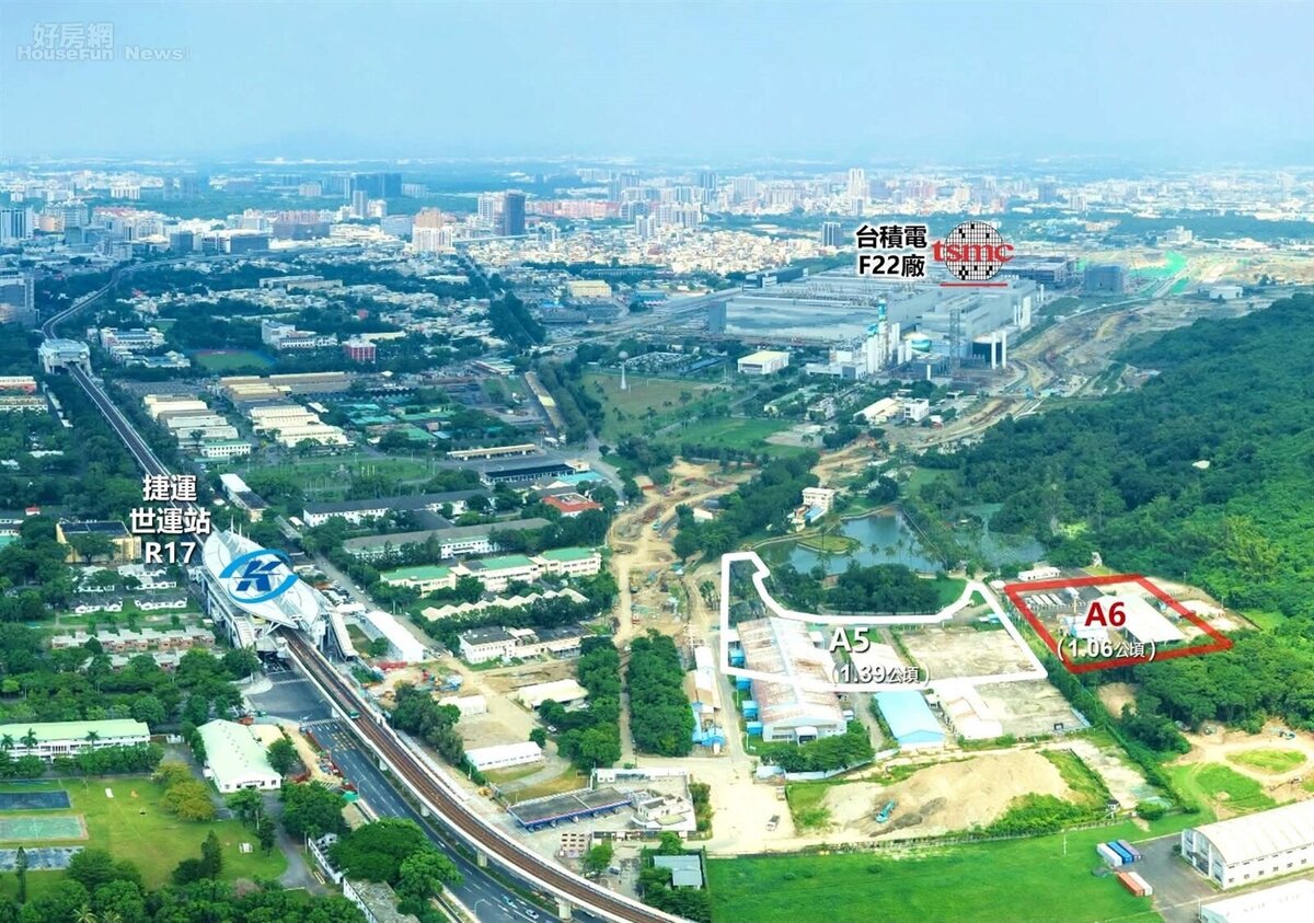 R17世運站東側A6街廓公辦都市更新基地位置。圖/高雄市都發局提供