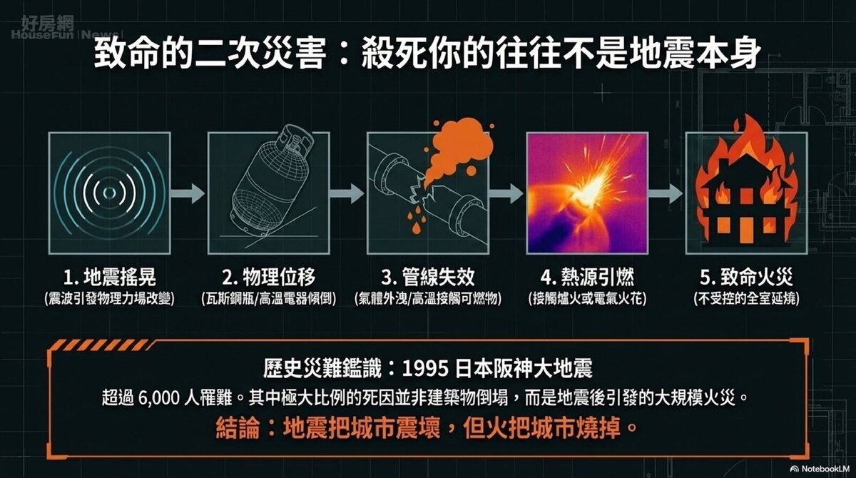 小心地震時的二次傷害。圖/消防神主牌