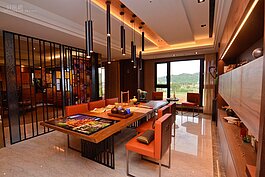 與客廳用玻璃藝術隔開