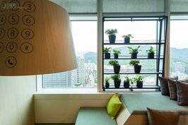 靠窗處的盆栽除了可欣賞調劑身心功能外，也可淨化空氣。
