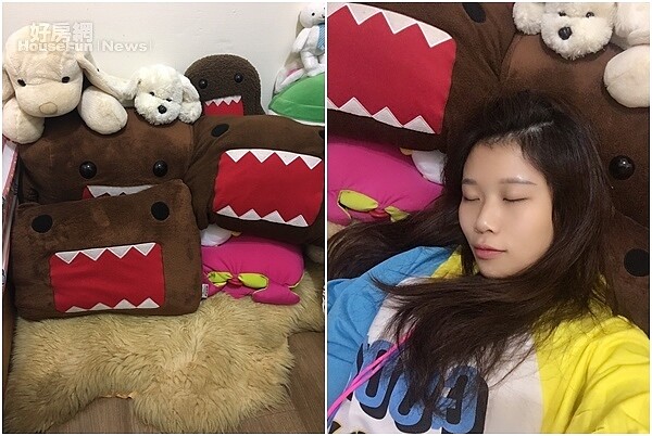 5.馬妹超愛日本的DOMO君,不管是玩偶、鏡子、抱枕、手機架等生活用品幾乎都是,甚至會躺在DOMO君娃娃堆裡睡著。