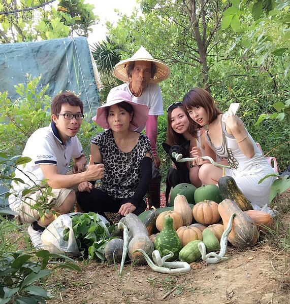 8.	三姐弟只要回中壢，就會陪爸媽到田裡採收蔬果。
