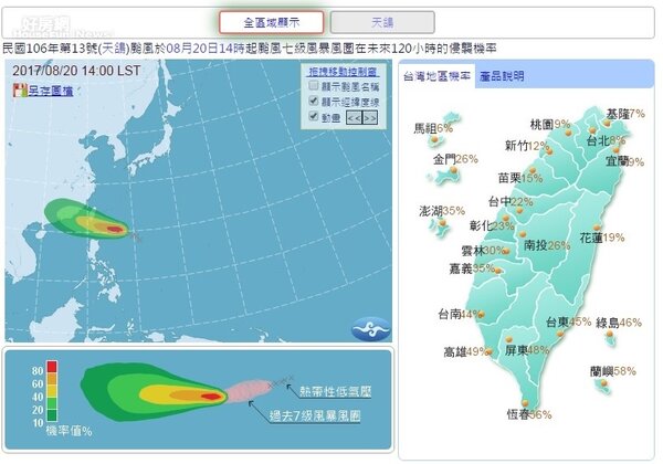 輕度颱風天鴿生成，氣象局最快晚上發布海警（氣象局）