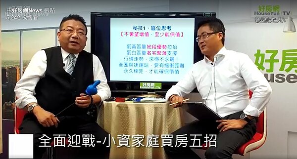 房產專家田大權表示:自住不要奢望增值、但至少要能保值,所以區為思考非常重要。(好房網臉書粉絲團)