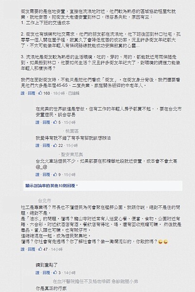 台北市街友安置問題,網友意見兩極(圖/翻攝自臉書蘋果日報)