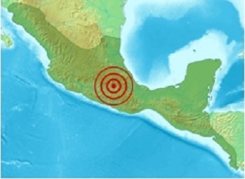 墨西哥地震位置示意圖。（圖擷取自維基百科）