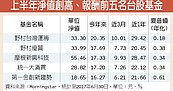 上半年　台股基金報酬12.37％　前5名均逾16％