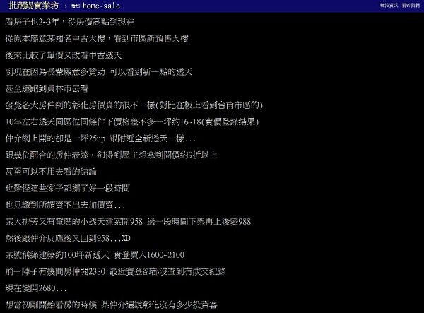 彰化網友感嘆,員林房市直逼台中蛋白區(圖/翻攝自PTT)