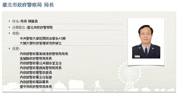 陳嘉昌。(圖片擷取自台北市政府警察局)