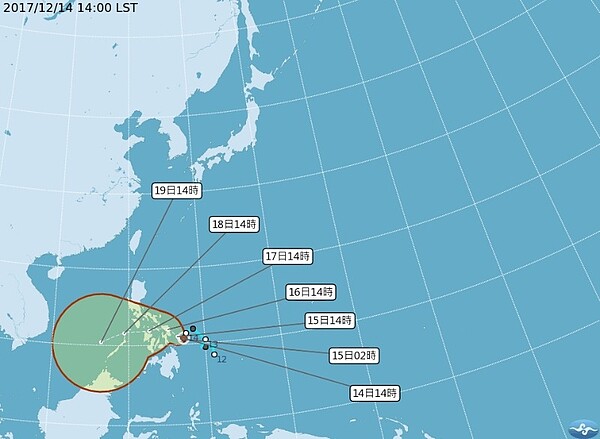 12月冬颱啟德形成（圖／截取自中央氣象局）