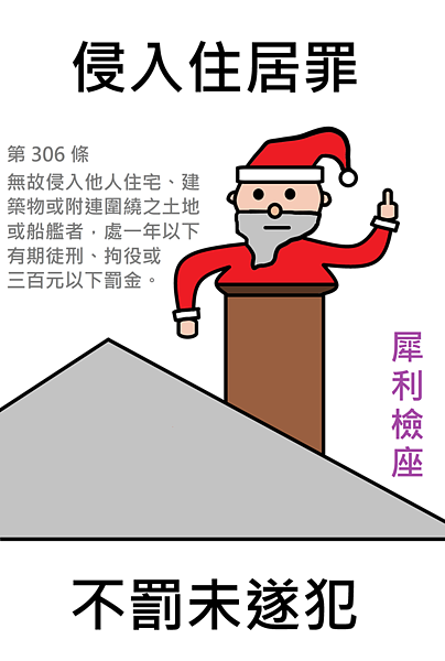 耶誕老人若擅自從煙囪爬進你家裡送禮物，就已觸犯了「侵入住居罪」。（圖／《犀利檢座》）