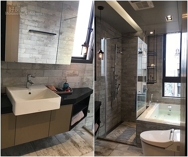 浴室擺放設計感燈具，感覺置身高級飯店