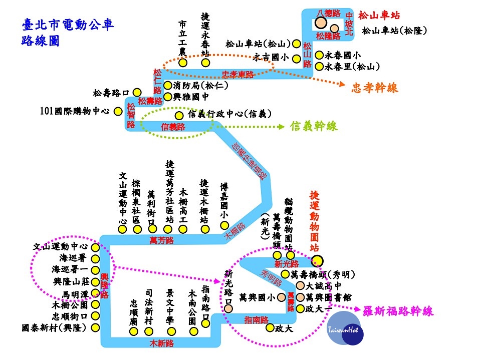 台北市電動公車路線圖（圖／台灣好新聞）