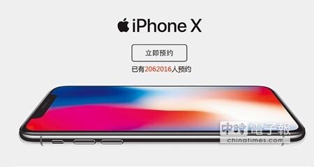 
大陸京東商城網站iPhoneX的預購人數已達200多萬。圖／京東商城網站
 