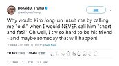 川普推文嘲諷金正恩又矮又胖