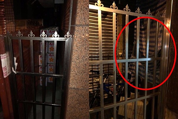 隔壁防火巷也被封住,並堆置大量油桶,紅圈處為消防採水口(圖/鄰居杜先生提供)