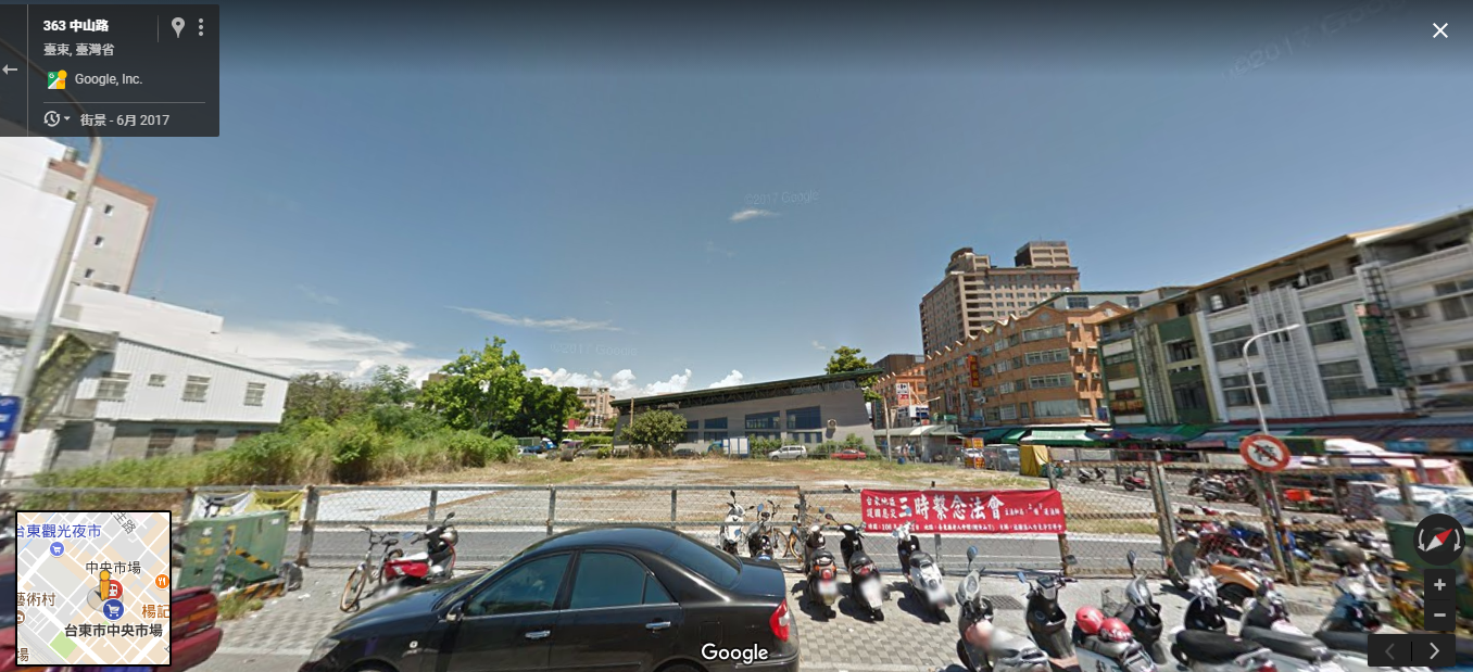 台東中央市場前空地標售（Google Map）