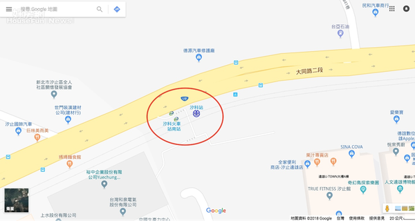汐科站竟被標註是捷運？！（截自GoogleMap）