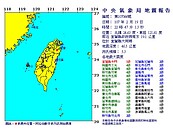 最新／宜蘭晚間10:47規模5.3地震　最大震度5級